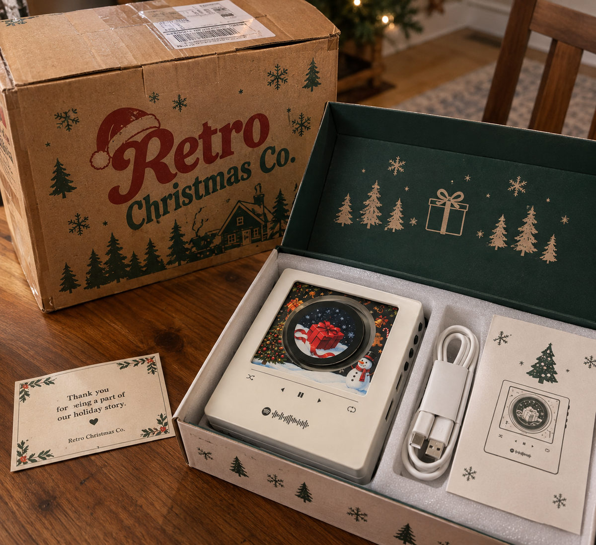 Premium Retro Christmas Music Box - Fridge Magnet