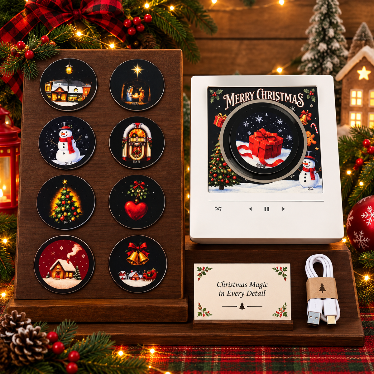 Premium Retro Christmas Music Box - Fridge Magnet